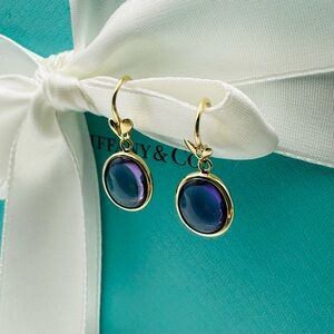 RARE Tiffany & Co. 18K Yellow Gold Amethyst Olive Leaf Drop Earrings Packaging